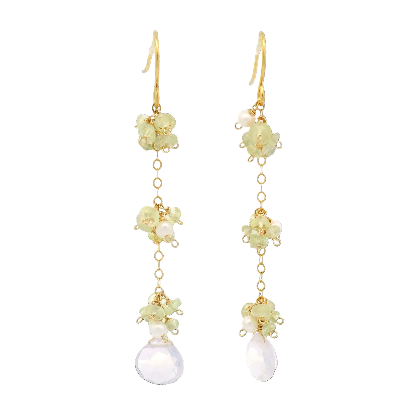 Pearl, Chrysoberyl, Lavender Amethyst Drop Earrings