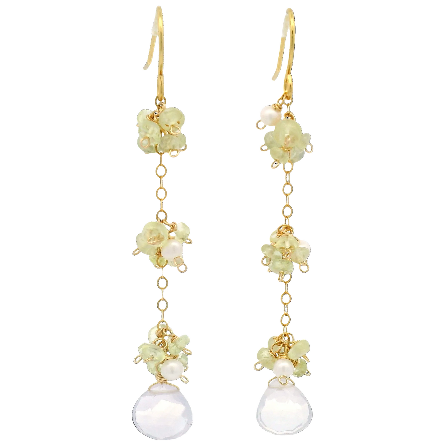 Pearl, Chrysoberyl, Lavender Amethyst Drop Earrings
