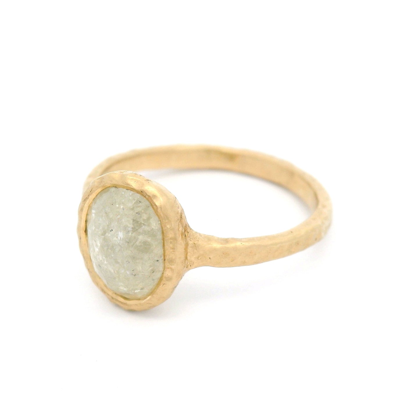 14k Yellow Organic Bezel-Set Solitaire with 1.89ct Rose-Cut Oval Diamond