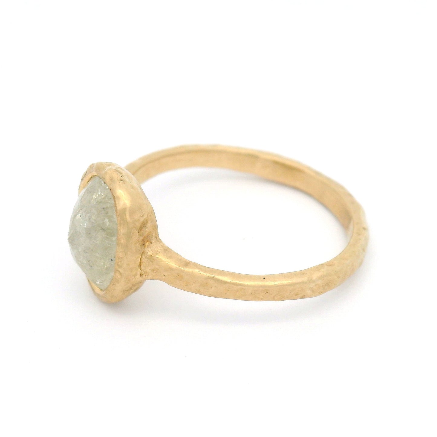 14k Yellow Organic Bezel-Set Solitaire with 1.89ct Rose-Cut Oval Diamond