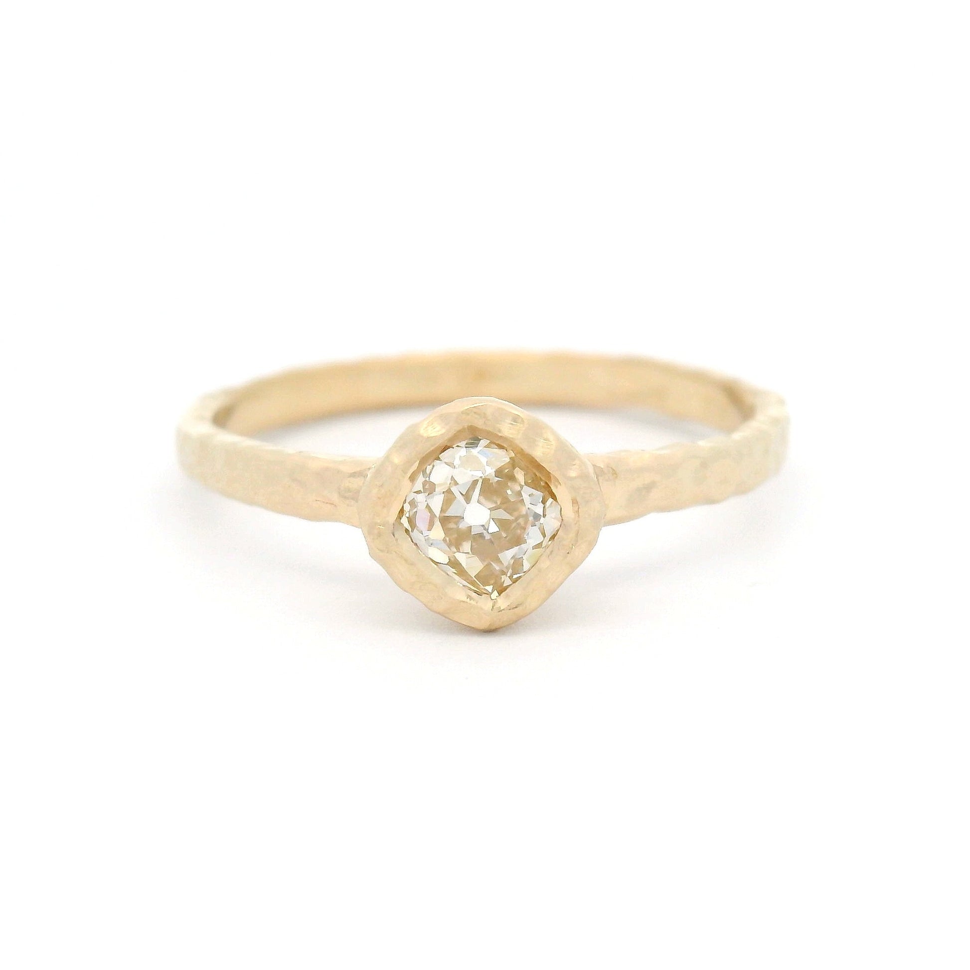 14k Yellow Organic Bezel-Set Solitaire with 0.42ct Old Mine-Cut Diamond