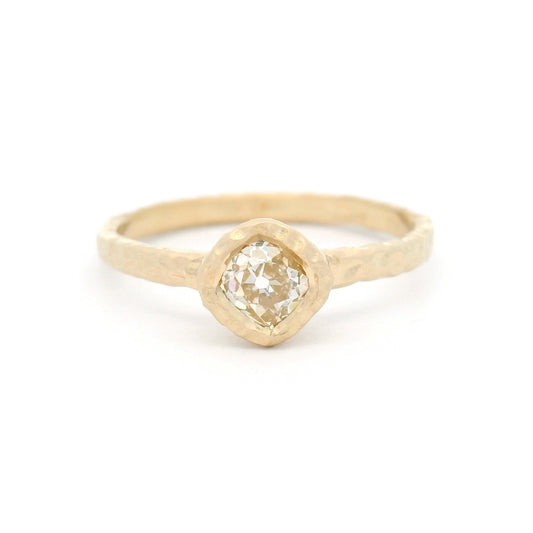 14k Yellow Organic Bezel-Set Solitaire with 0.42ct Old Mine-Cut Diamond