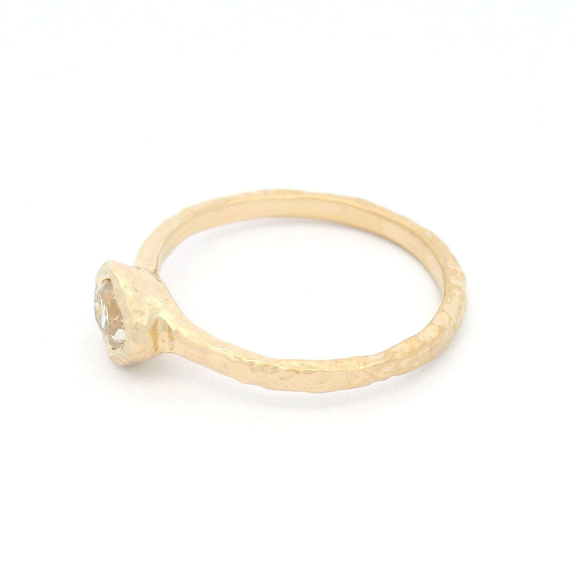 14k Yellow Organic Bezel-Set Solitaire with 0.42ct Old Mine-Cut Diamond