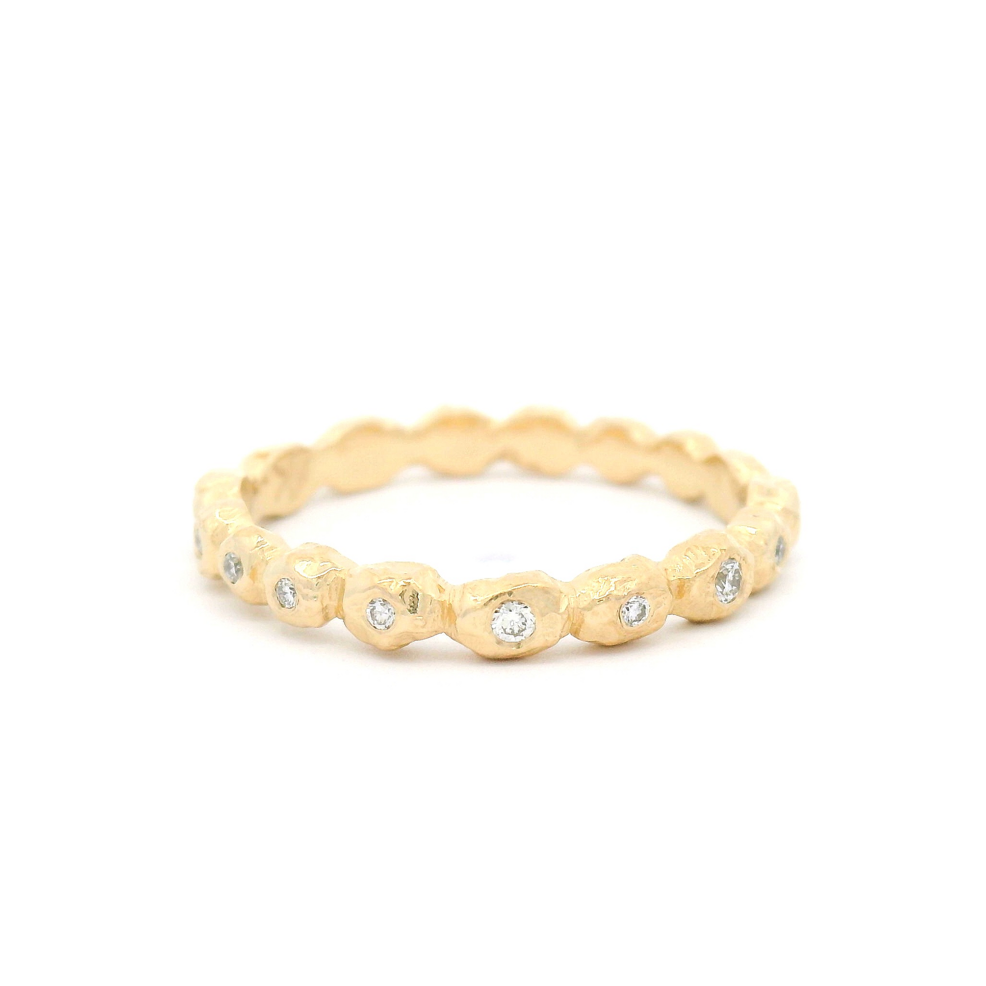 14k Yellow Organic Eternity with Bezel-Set Diamond Stations