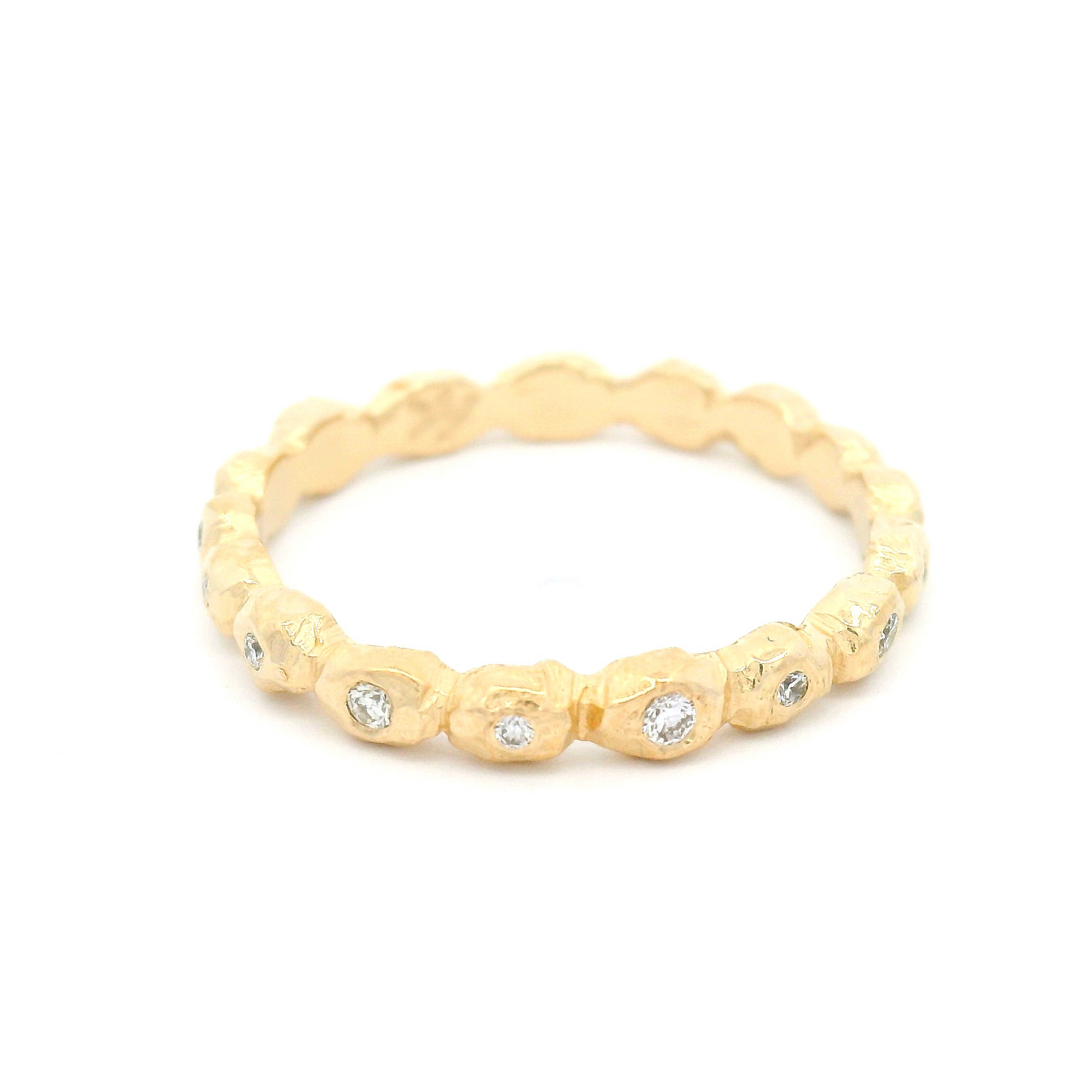14k Yellow Organic Eternity with Bezel-Set Diamond Stations