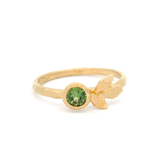 14k Yellow Organic Bezel-Set Solitaire with 0.27ct Green Sapphire