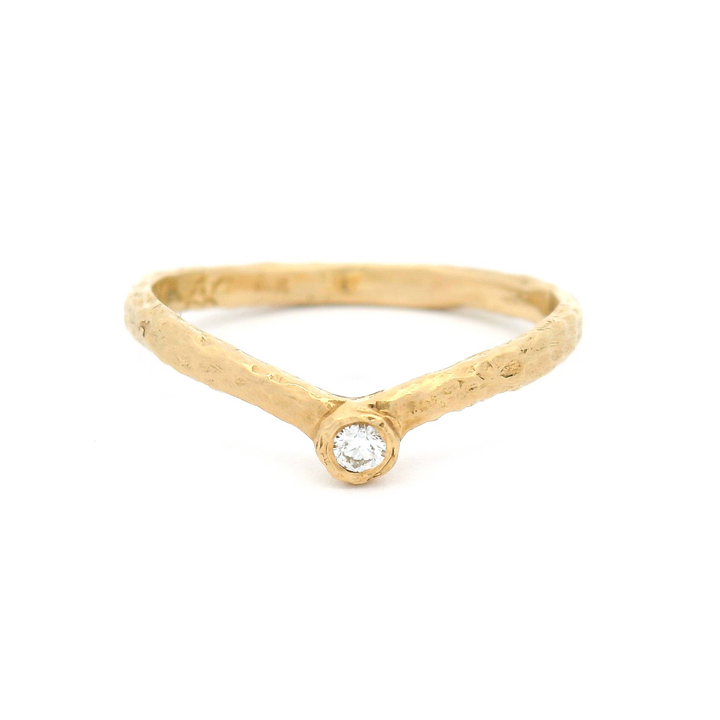 14k Yellow Organic Contour Band with Bezel-Set Accent Diamond