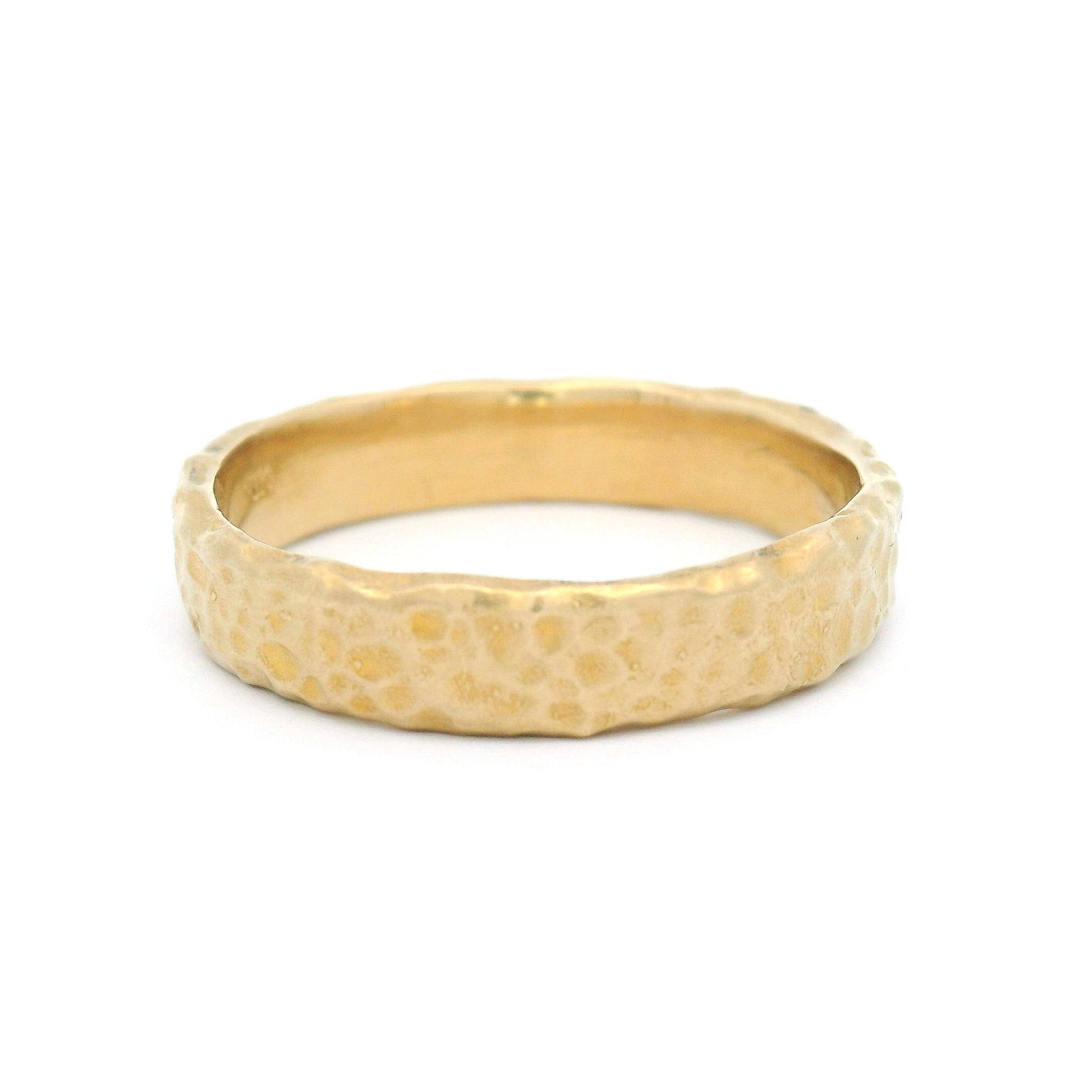 10k Yellow Organic Textured 4mm Wide Band