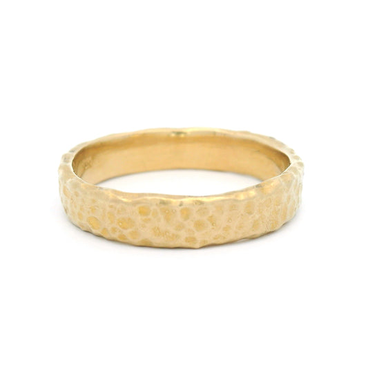 10k Yellow Organic Textured 4mm Wide Band