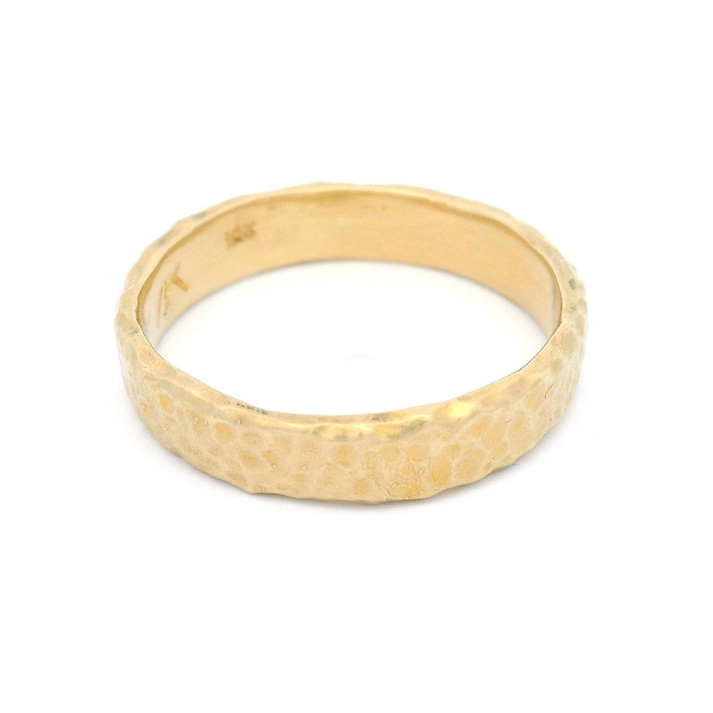 10k Yellow Organic Textured 4mm Wide Band