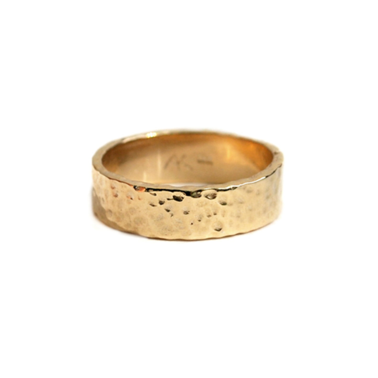 14k Yellow Textured Seashore Wide Wedding Band