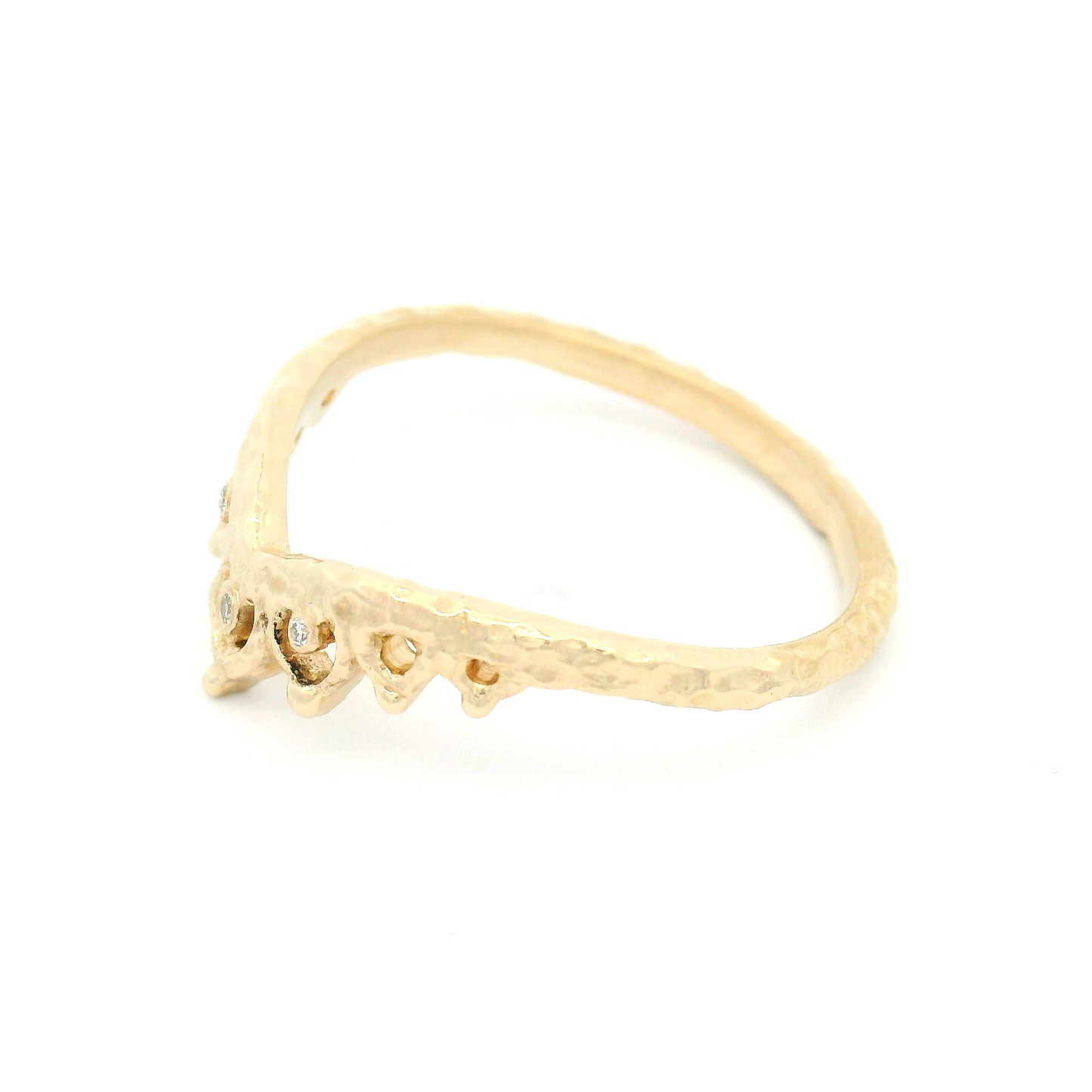 14k Yellow Organic Tiara Ring with Accent Diamonds