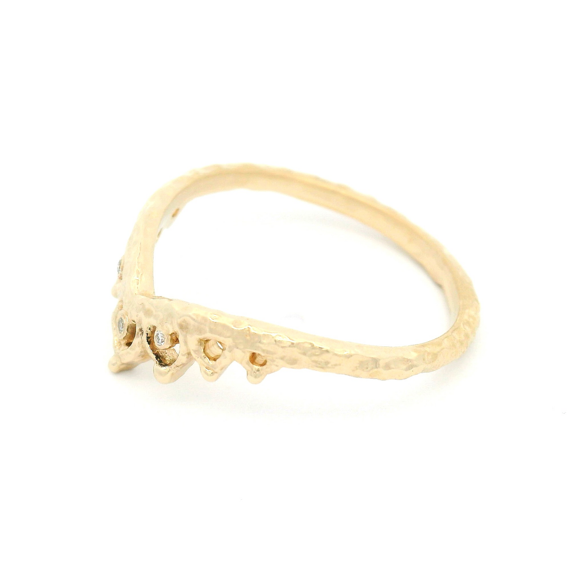 14k Yellow Organic Tiara Ring with Accent Diamonds