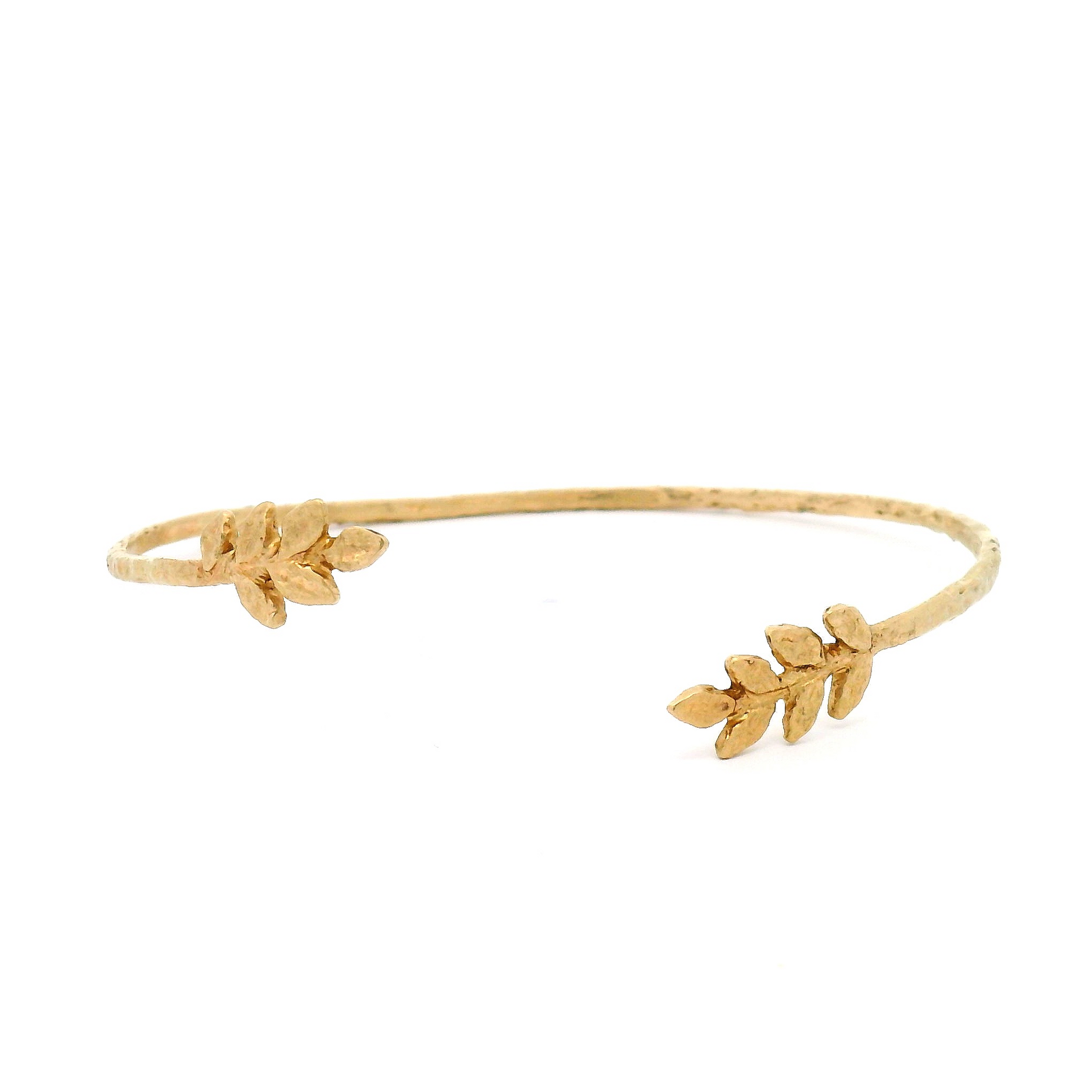 14k Yellow Open Leaf Bangle