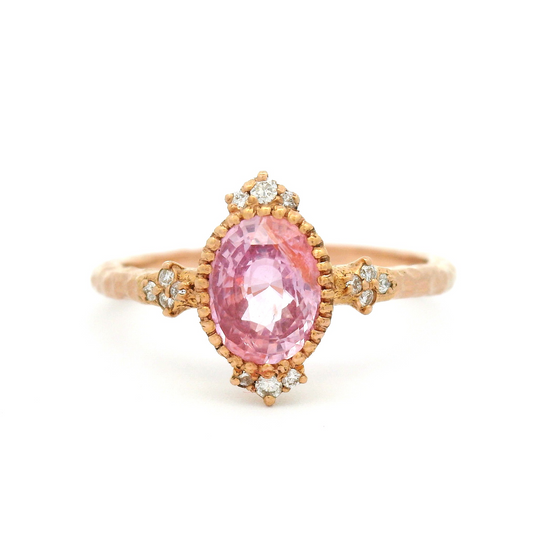 14k Rose Gold Engagement Ring with 1.06ct Pink Sapphire and Accent Diamonds