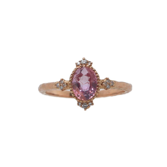 Peach Sapphire & Rose Gold Engagement Ring