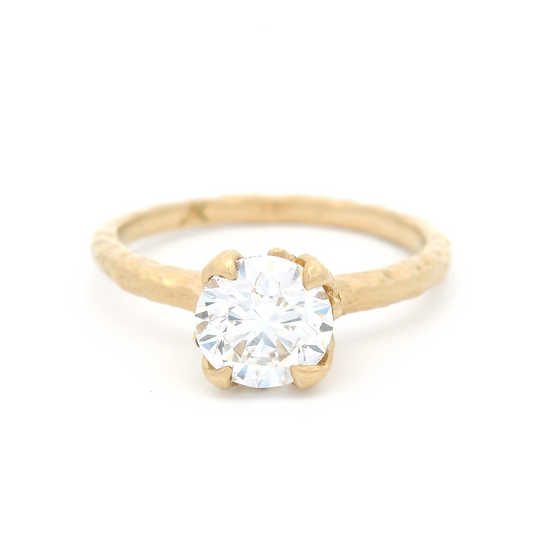 14k Yellow Organic Solitaire with 0.97ct Lab-Grown Diamond