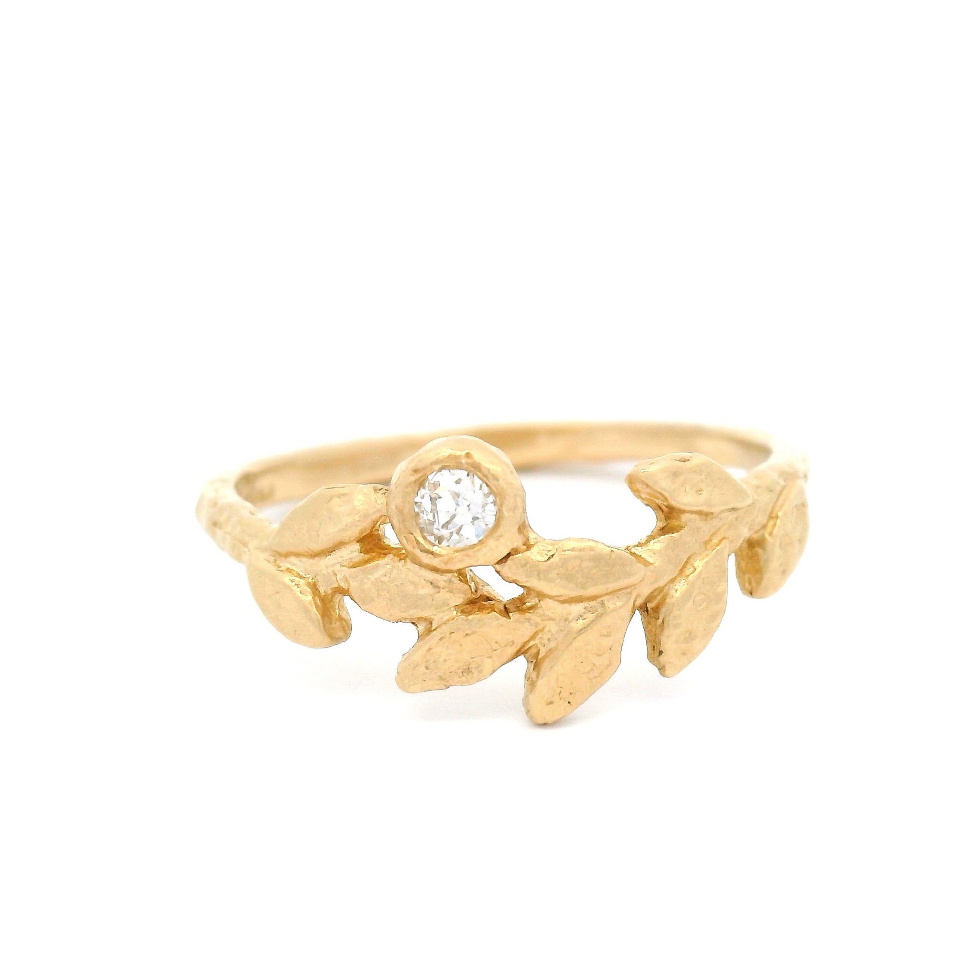 14k Yellow Organic Ring with 0.05ct Old Mine Cut Diamond