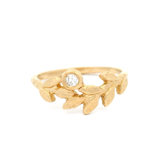 14k Yellow Organic Ring with 0.05ct Old Mine Cut Diamond