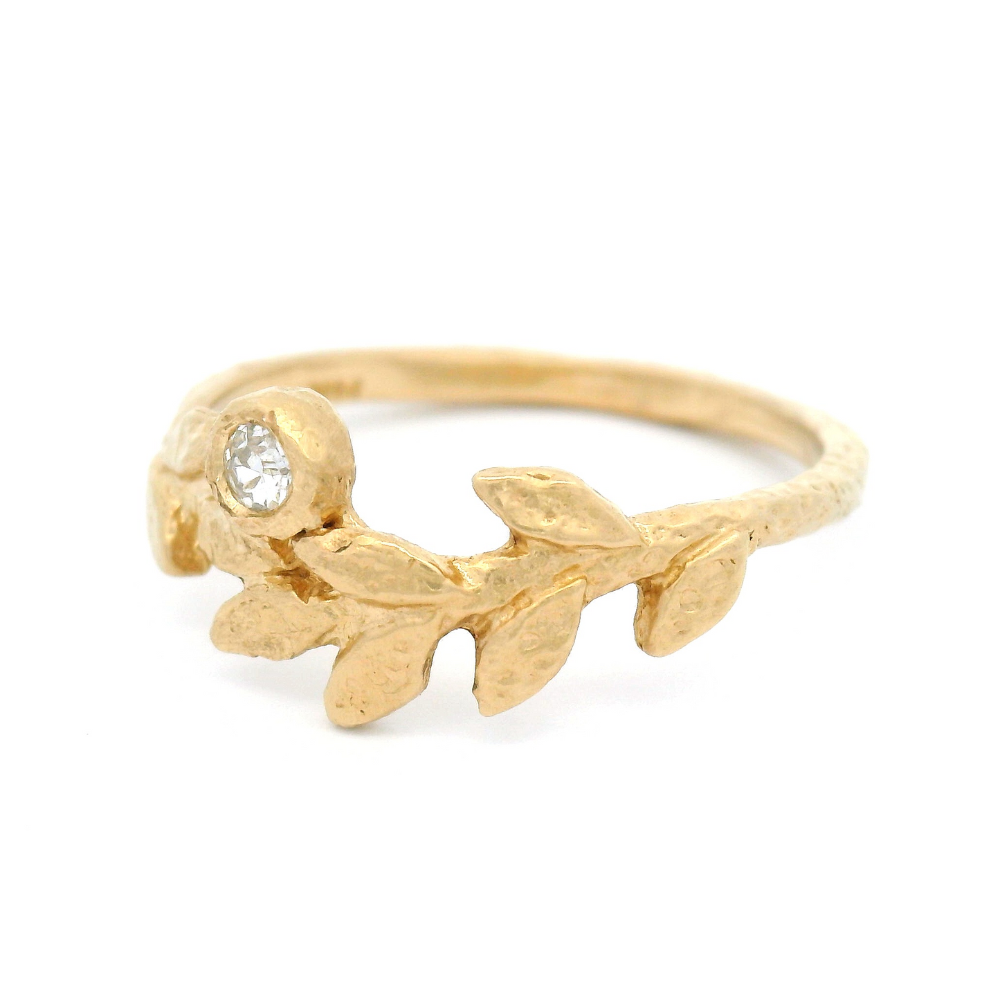 14k Yellow Organic Ring with 0.05ct Old Mine Cut Diamond