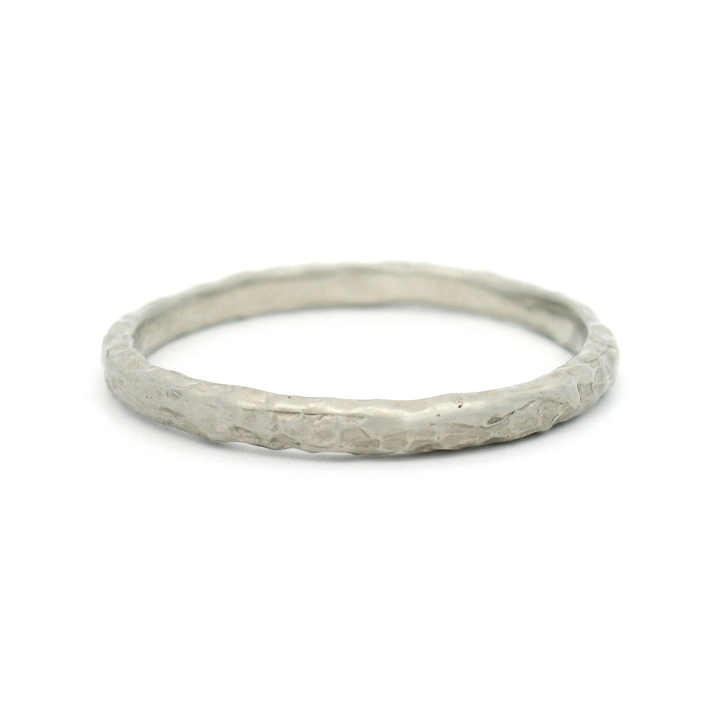 10k White Organic Textured 2mm Wide Band
