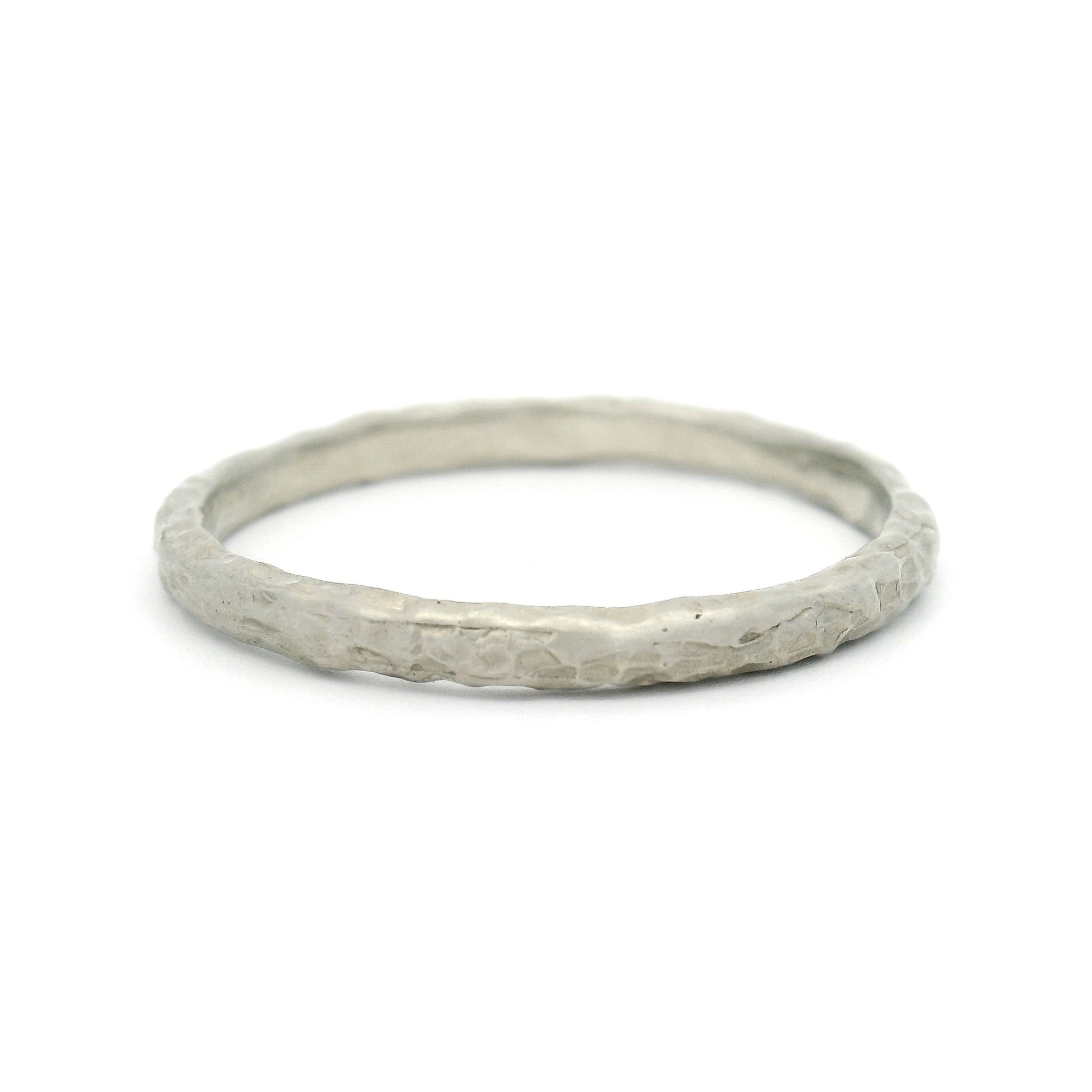 10k White Organic Textured 2mm Wide Band