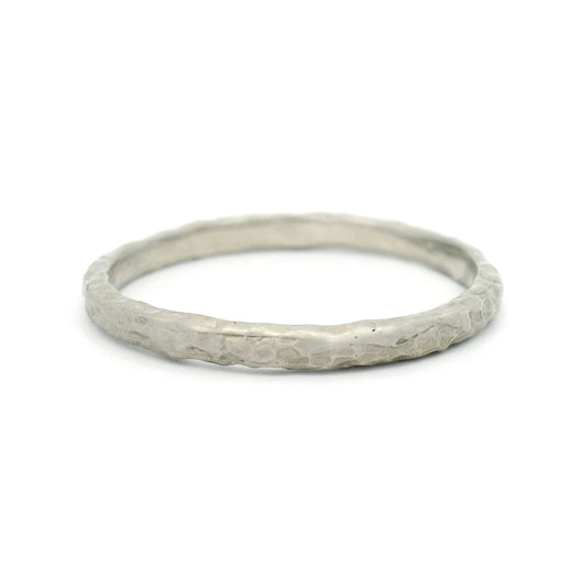10k White Organic Textured 2mm Wide Band