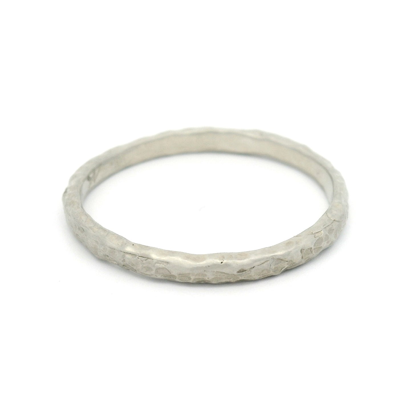 10k White Organic Textured 2mm Wide Band