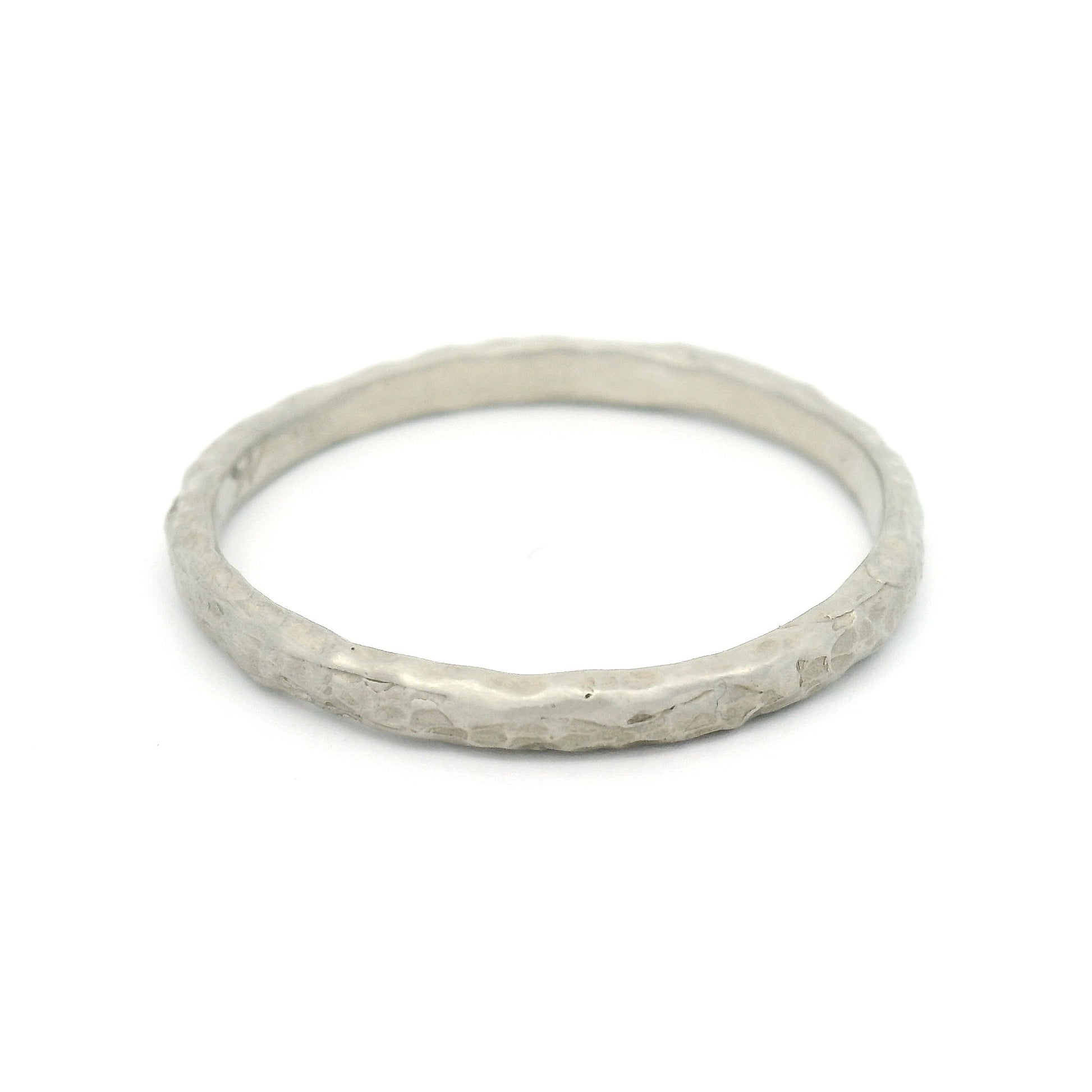 10k White Organic Textured 2mm Wide Band
