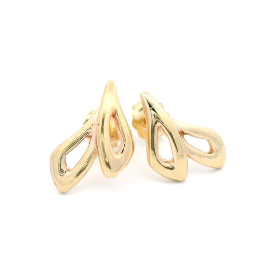 14k Yellow double Leaf Stud earrings