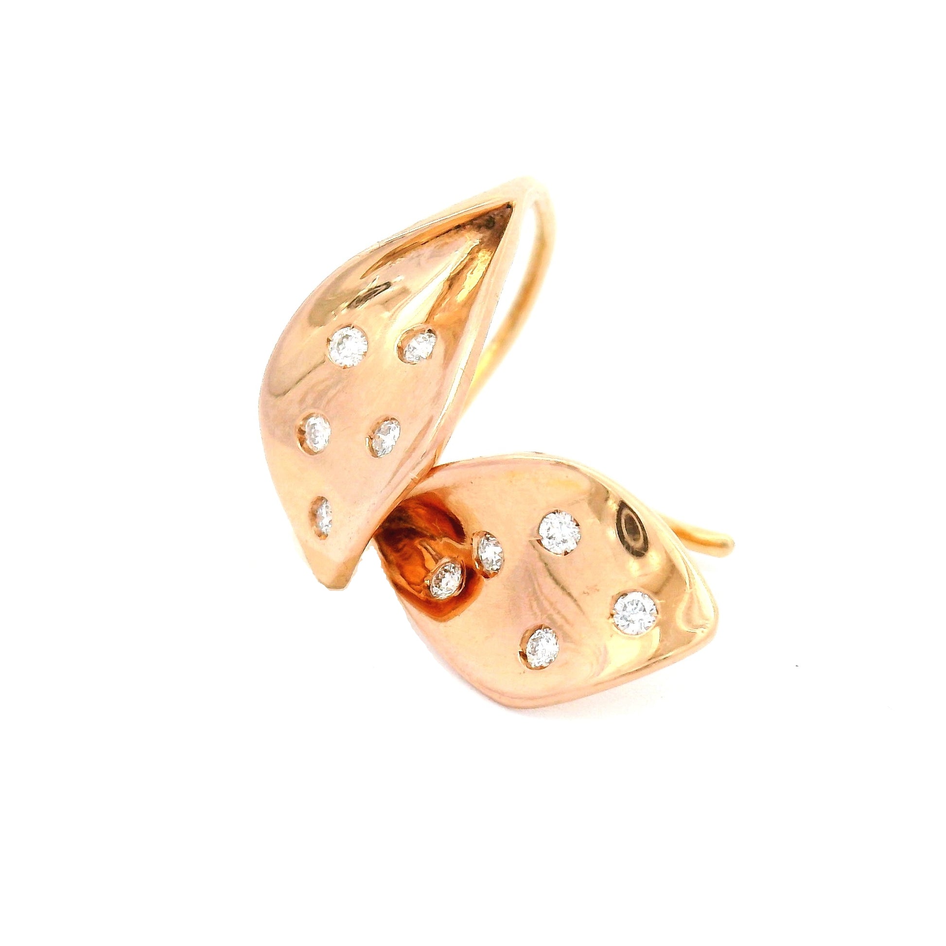 14K Rose Gold and Diamond Flourish Drop Earrings