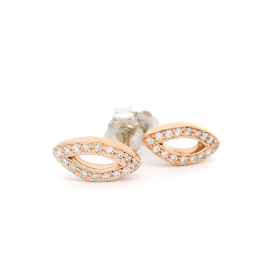14k Rose Gold Stud Earrings with Bead-Set Diamonds