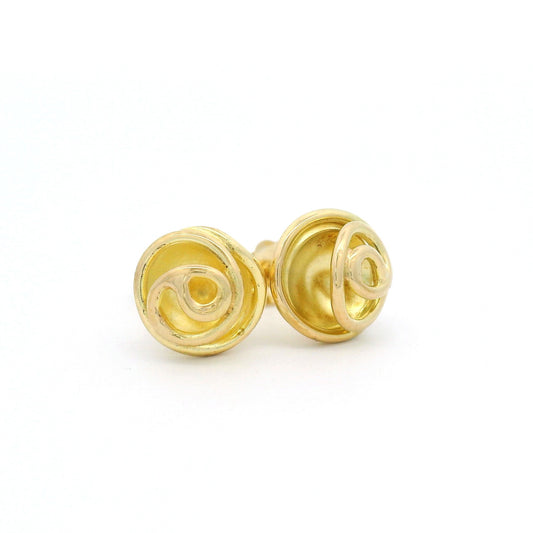 18k Yellow Rose Bud Studs