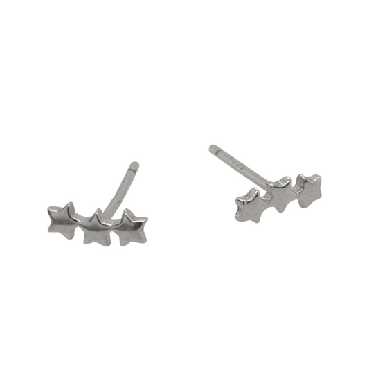 Silver Triple Star Earrings