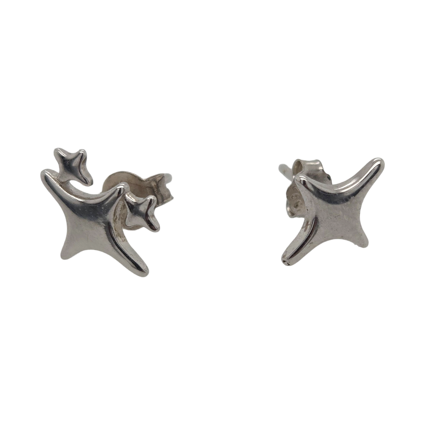 Small Silver Star Sparkle Studs