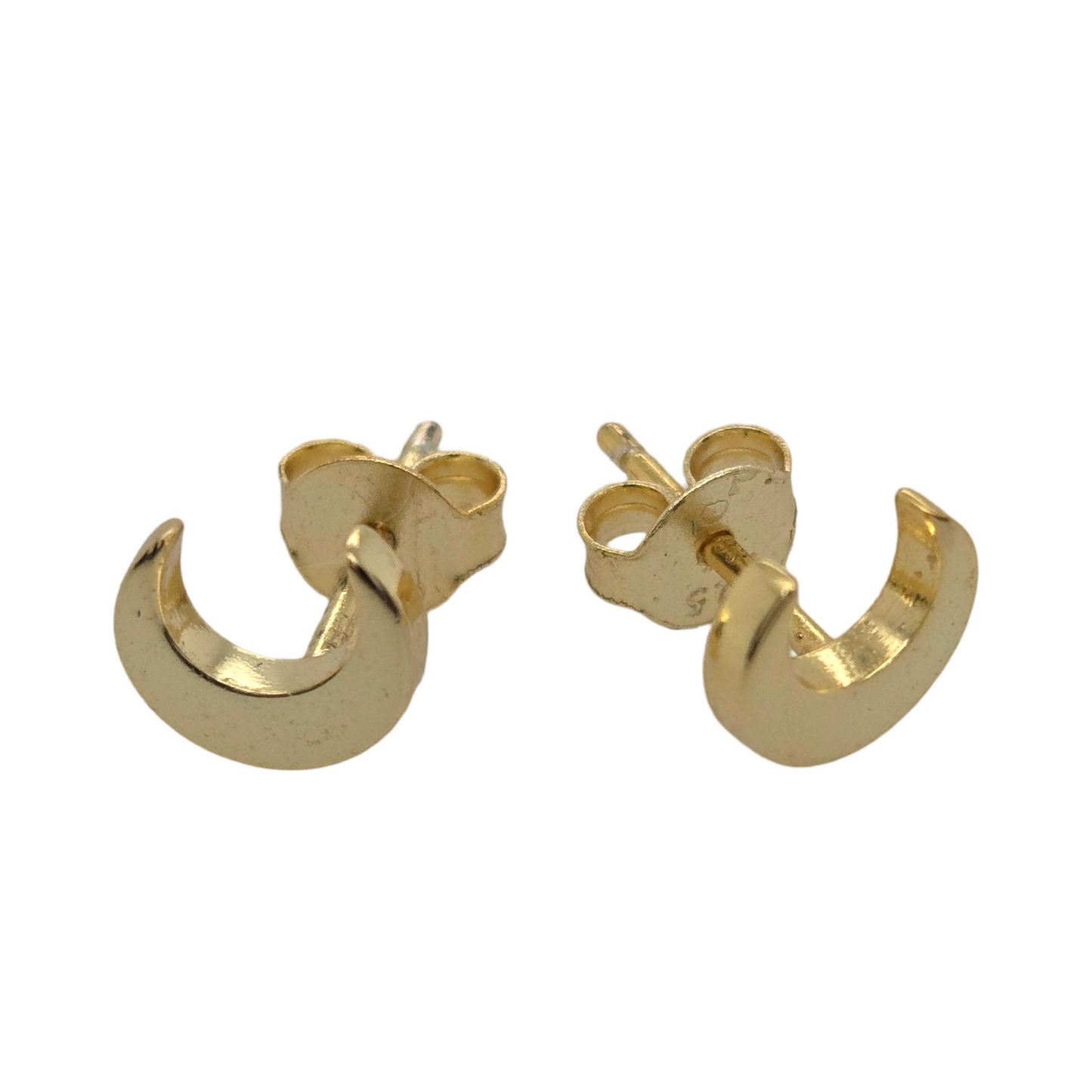 Gold Crescent Moon Studs