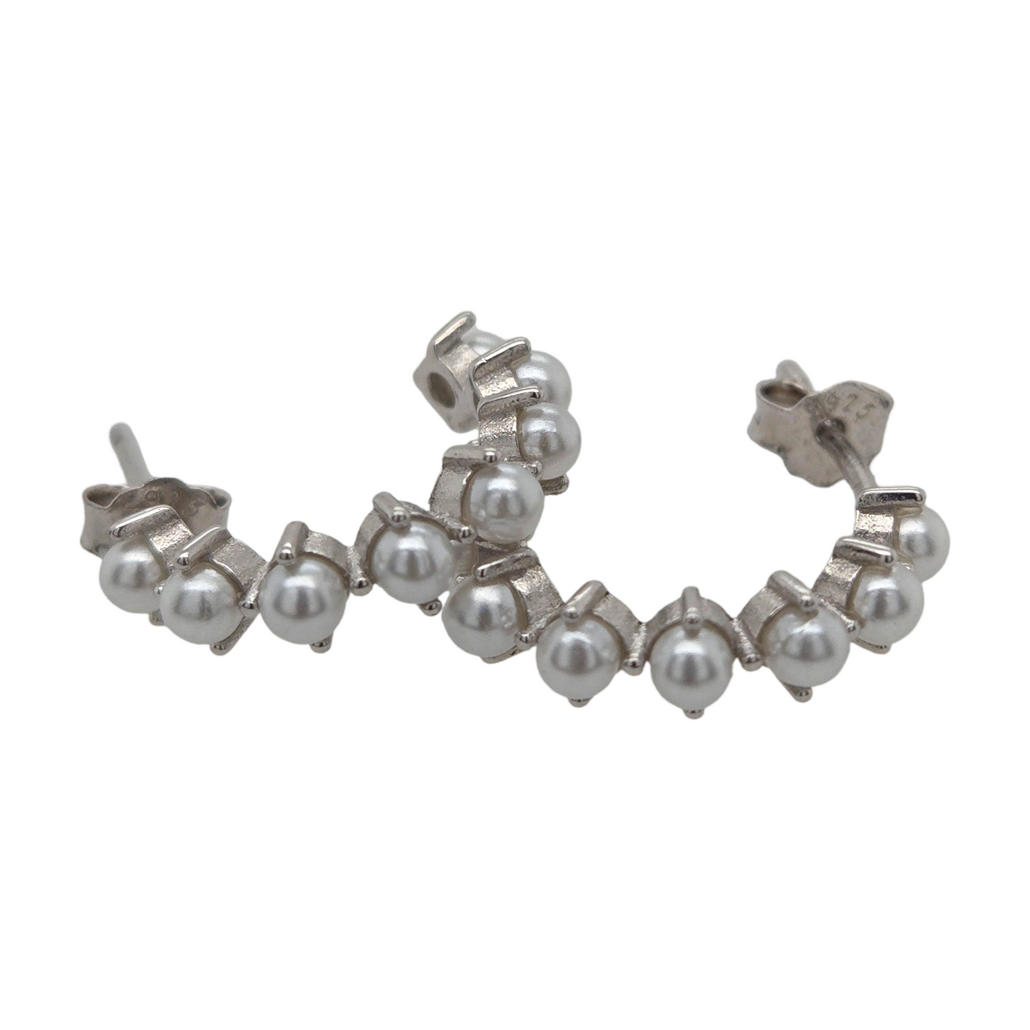 Silver Pearl Hoops