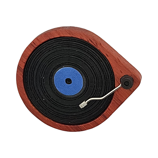 Blue Record Player Brooch