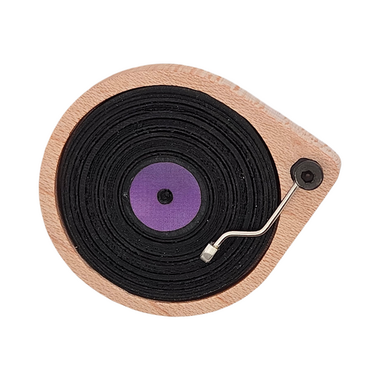 Purple Record Player Brooch