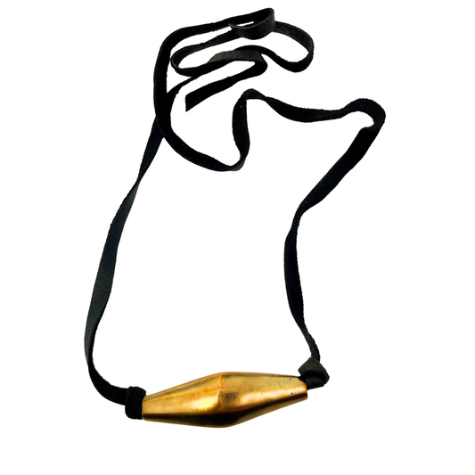 Brass Black Deer Skin Necklace