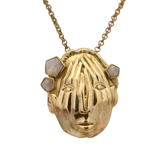 Large Brass Sculptural Woman Necklace