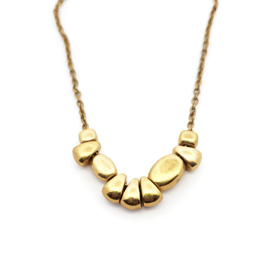 Brass Organic Pebble Beads Necklace