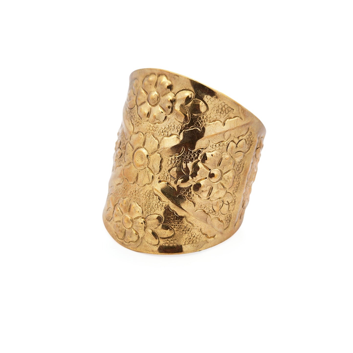 Brass Floral Cuff Bracelet