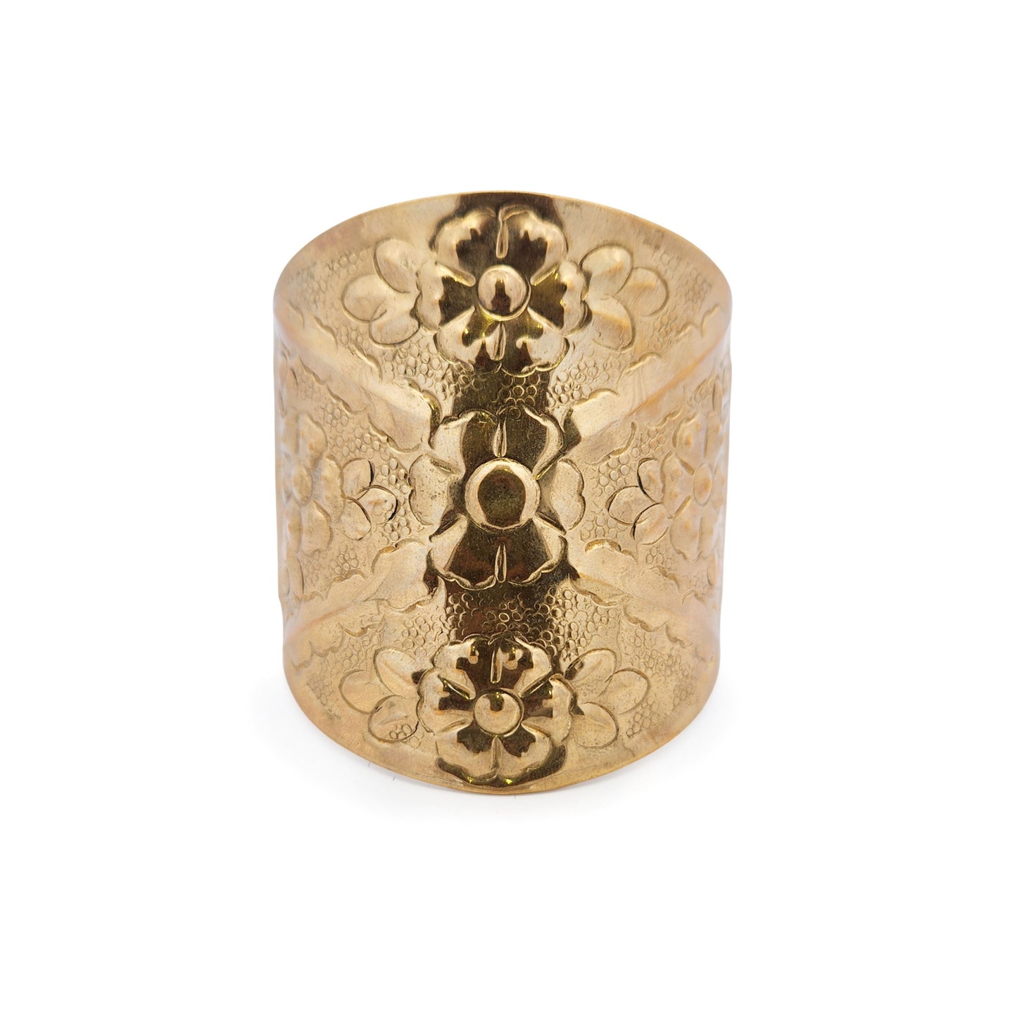 Brass Floral Cuff Bracelet