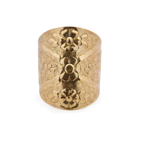 Brass Floral Cuff Bracelet