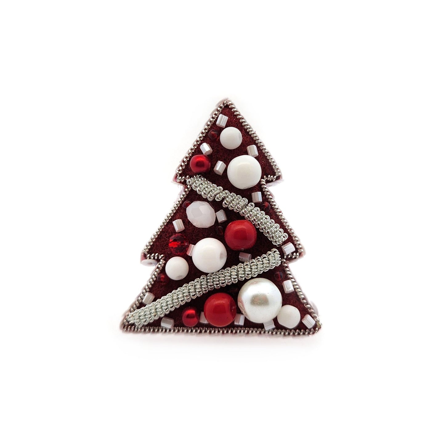 Holiday Red Christmas Tree Brooch