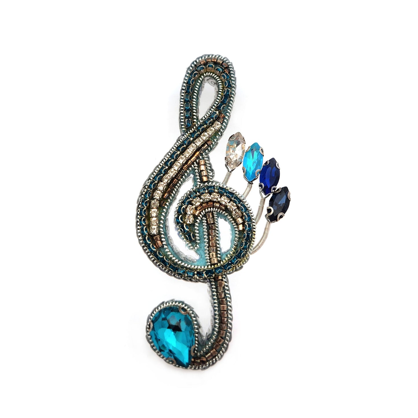 Beaded Music Note Brooch