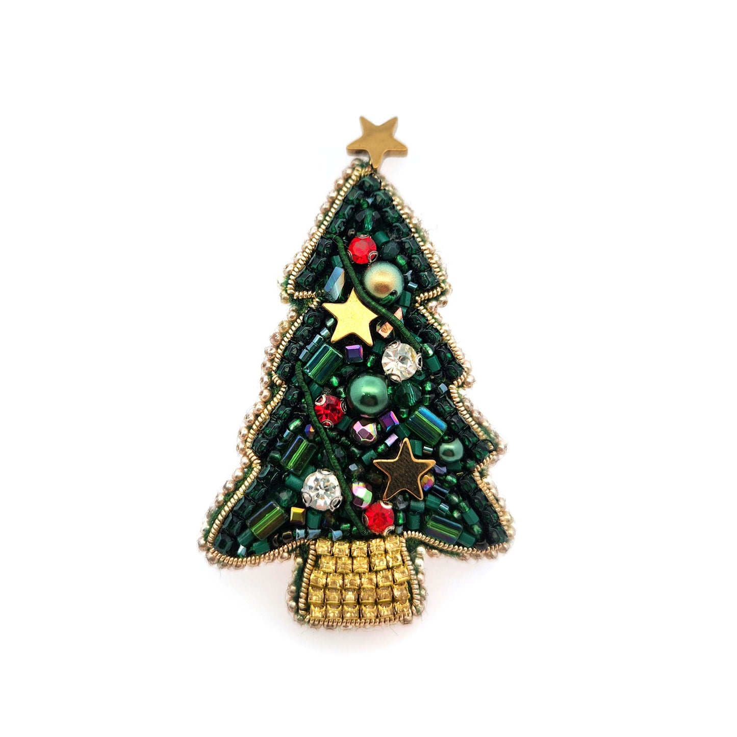 Holiday Green Christmas Tree Brooch