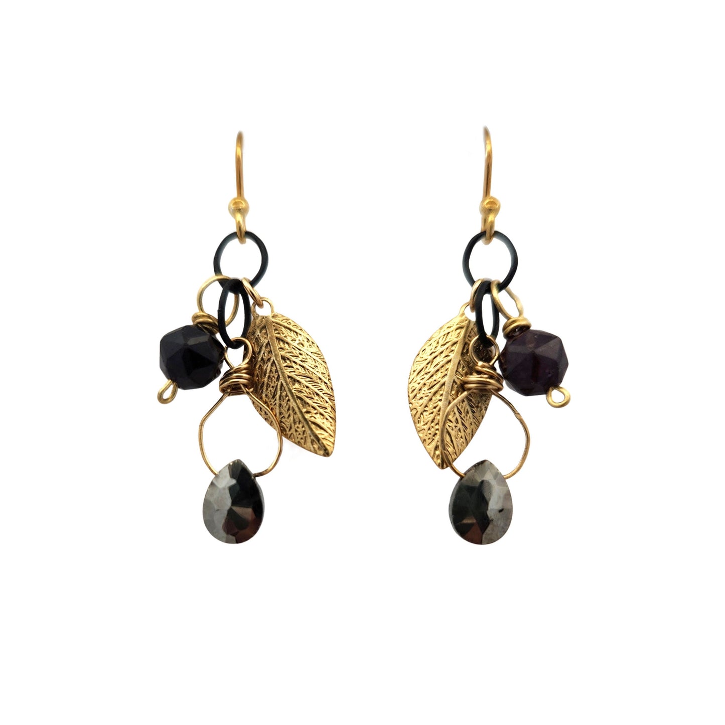 Gemstone & Leaf Cluster Earrings