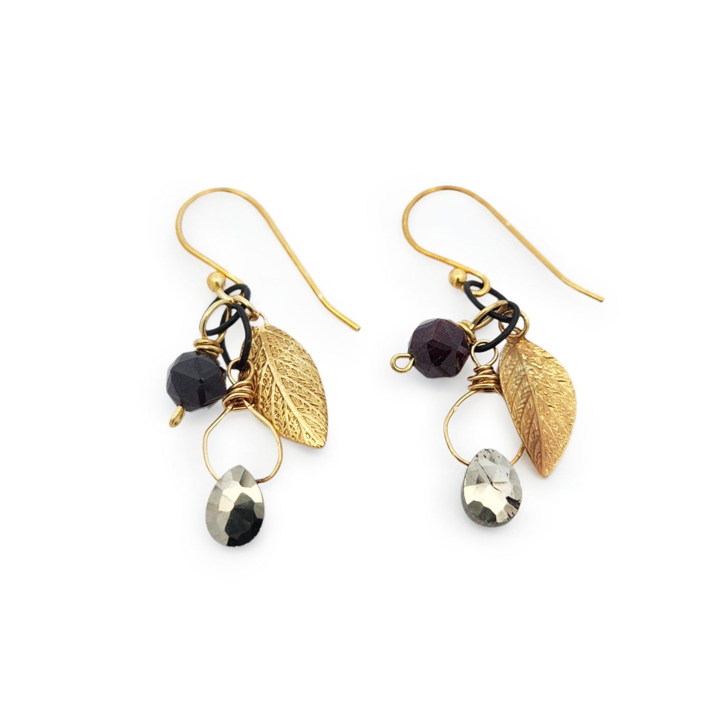 Gemstone & Leaf Cluster Earrings